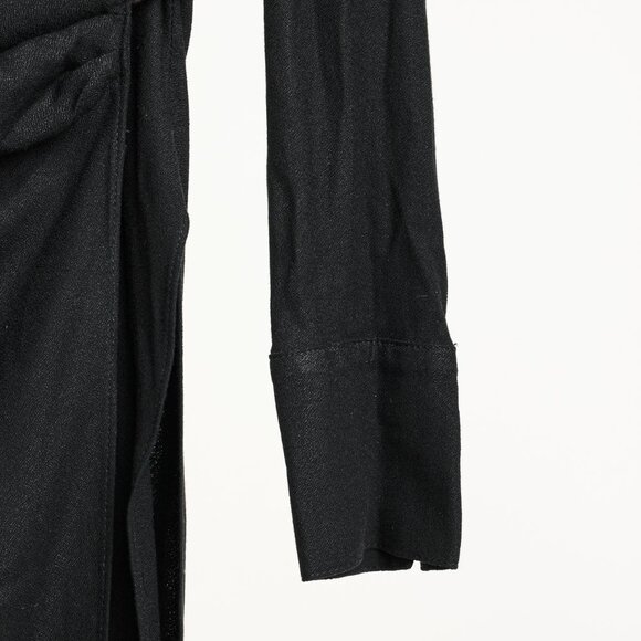 Helmut Lang Black Fold Over Draped Viscose-Blend Top - Picture 6 of 10